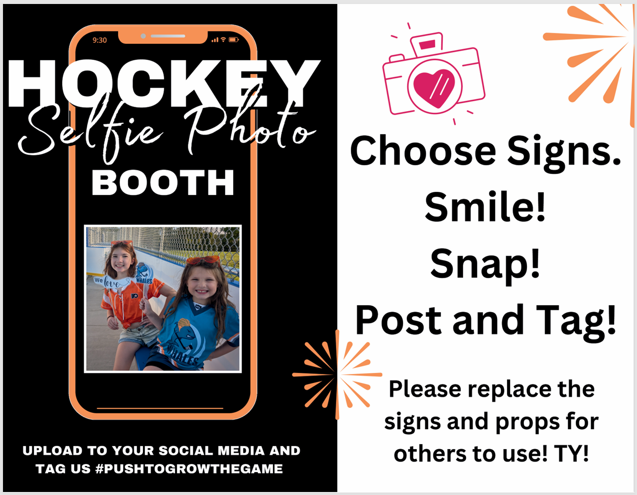 Hockey Selfie Photo Station Sign