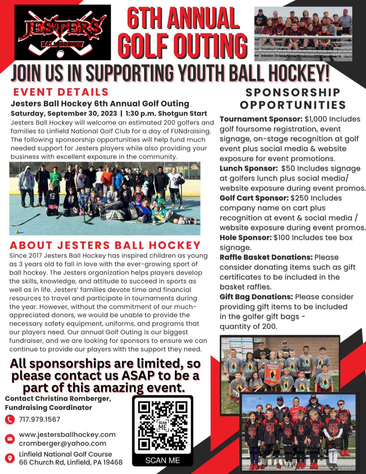 Charity Golf Outing Flyer for Jesters Travel Ball Hockey