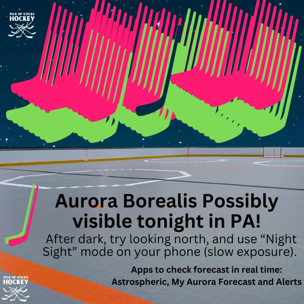 Northern Lights Aurora Borealis Hockey Sticks Social Media Graphic