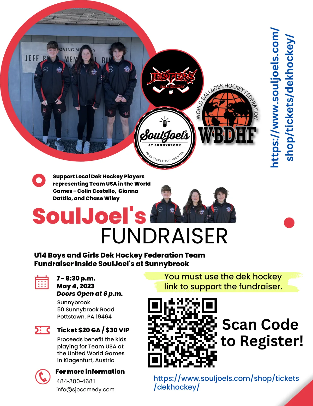 Charity Fundraiser for Hockey Kids at Soul Joel’s Comedy Night