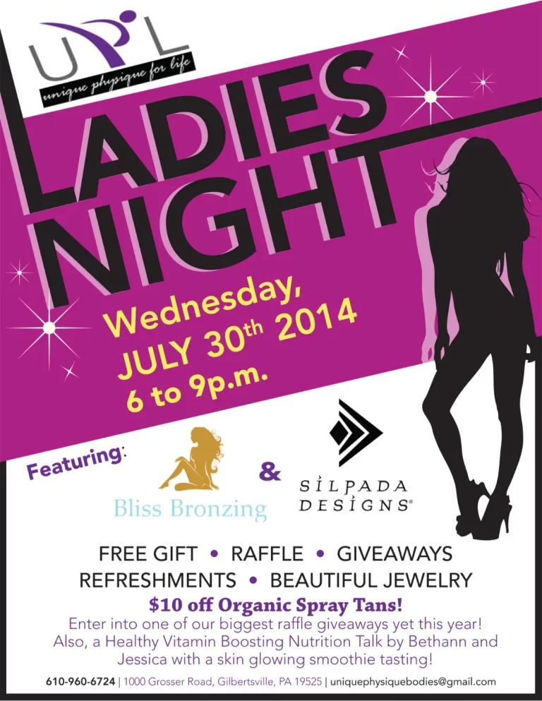 Ladies Night Flyer for Unique Physique for Life Personal Training Studio