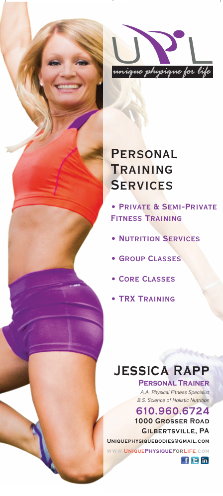 Jessica Schultz Rack Card for UPL Personal Training Studio