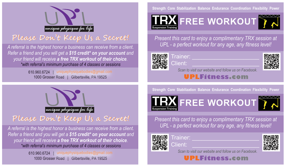 Referral Rewards Card for UPL Fitness Studio