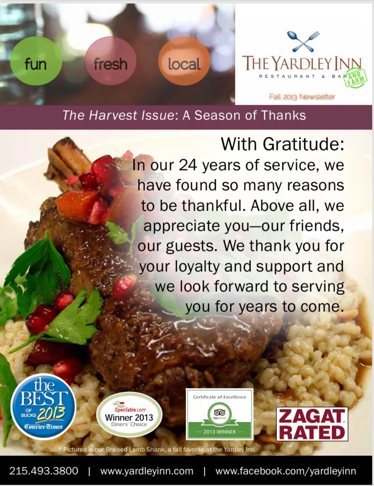 Yardley Inn Fall 2013 Newsletter