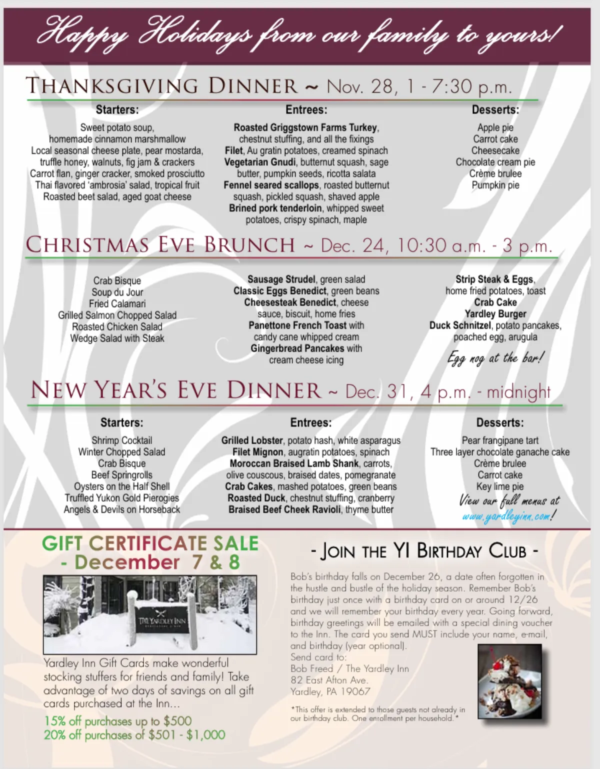 Yardley Inn Fall 2013 Newsletter