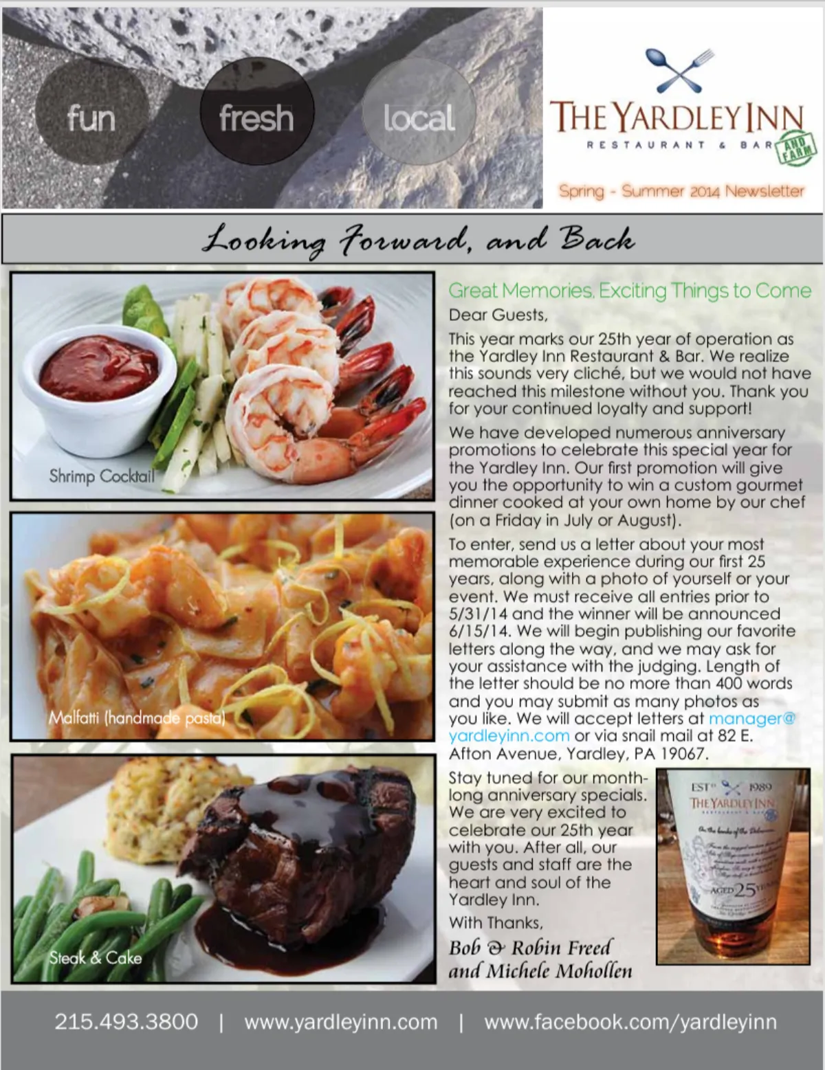 Yardley Inn Newsletter Spring / Summer 2014