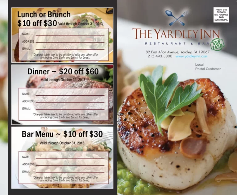 Yardley Inn Postcard Discounts