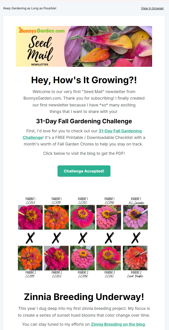 BunnysGarden.com SeedMail eNewsletter